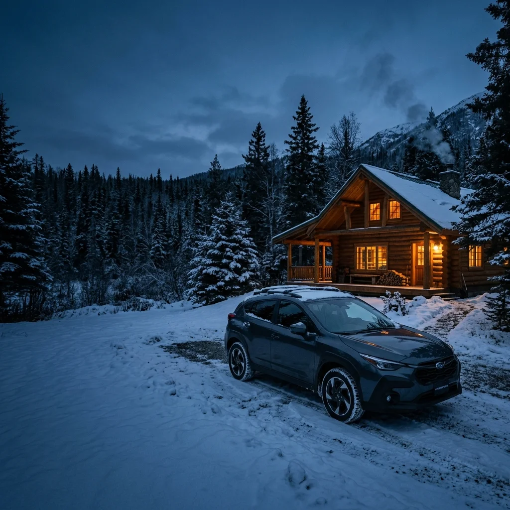 Subaru driving in beautiful Alaska landscape